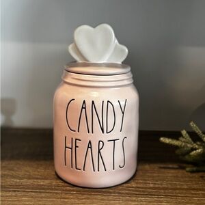 Rae Dunn Pink Candy Hearts Jar with White Lid